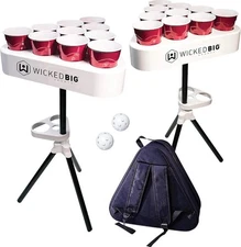 Wicked Big Sports Beer Pong Game Set with Cups & Balls – Portable Backpack Case