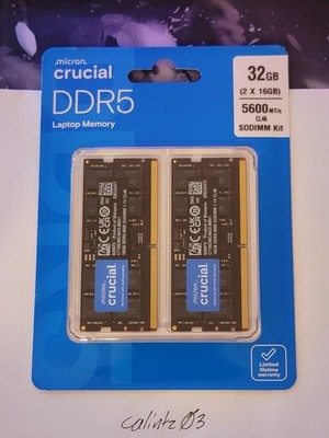 CRUCIAL 32GB (2x16GB) DDR5-5600MHz CL46 SODIMM 262-PIN (CT2K16G56C46S5)
