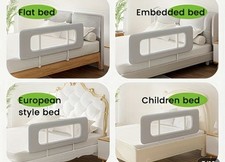 Extra Wide Bed Safety Barrier Guard Foldable 150x48.5cm Grey