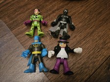 Imaginext Super Friends Batman  Villains: 2 Batman, Penguin, Riddler Used Toys