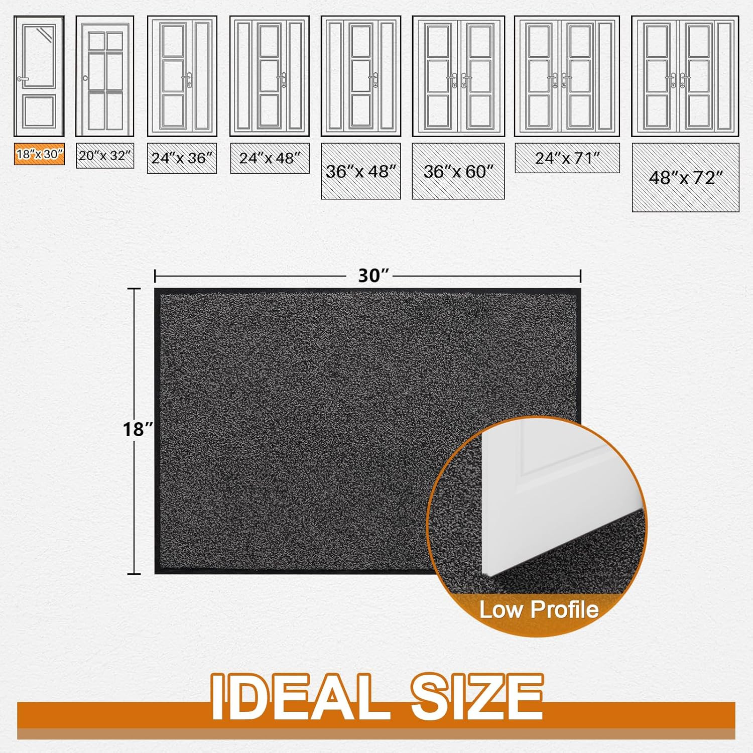 Front Door Mat, Dirt Trapper Welcome Mat for Outdoor Indoor, Non-Slip Waterproof