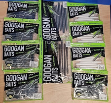 Googan Soft Plastic lot Lunker Log, Trench Hawg Jr and Slim shake worm