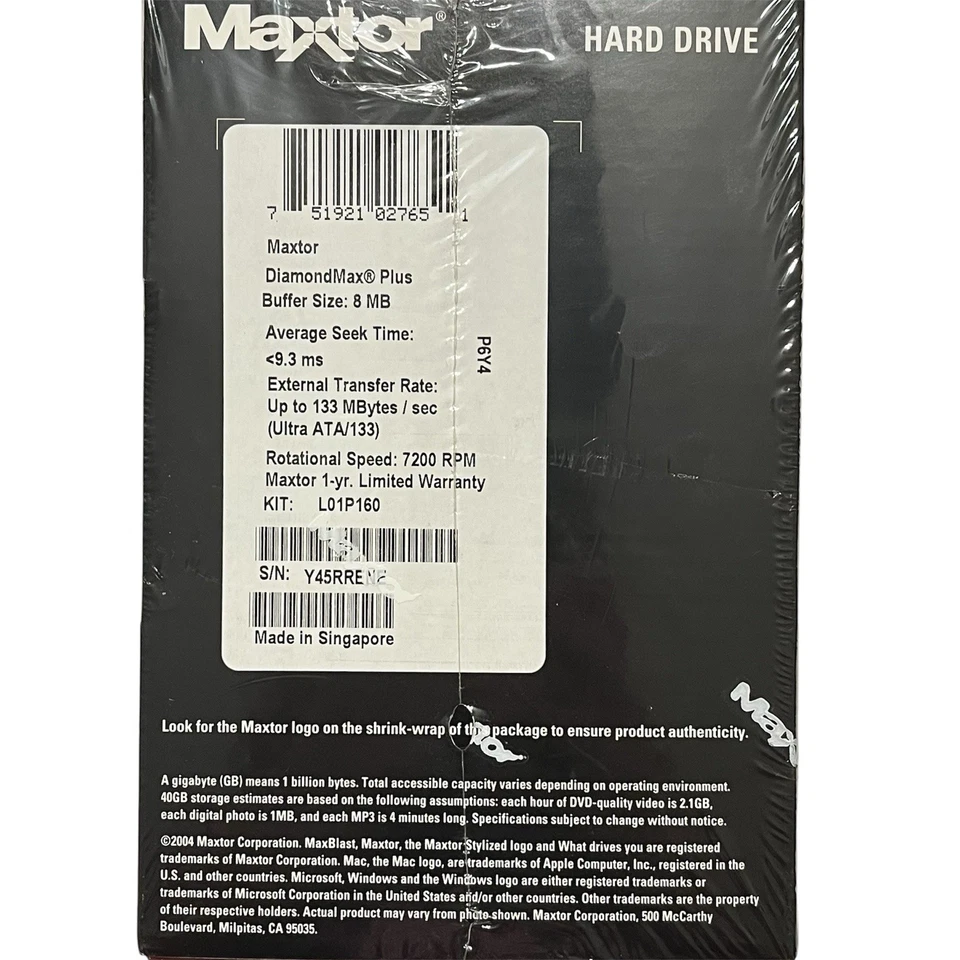 Maxtor DiamondMax Plus 160GB HDD Ultra ATA/133 New In Box Sealed - Image 3 of 4