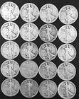 LOT #MACS2    ROLL OF (20) WALKING LIBERTY HALF DOLLARS (MOSTLY TEENS)