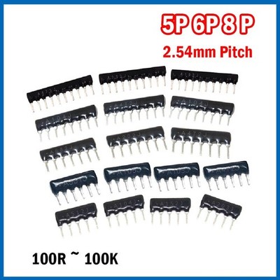 Widerstandsnetzwerk - 100R bis 100K Widerstand Array 2.54mm Pitch 5P 6P 8P