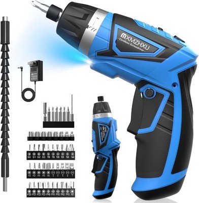 8V Cordless Screwdriver 6+1 Torque Max 10N·m Electric Power with 47 Accessories