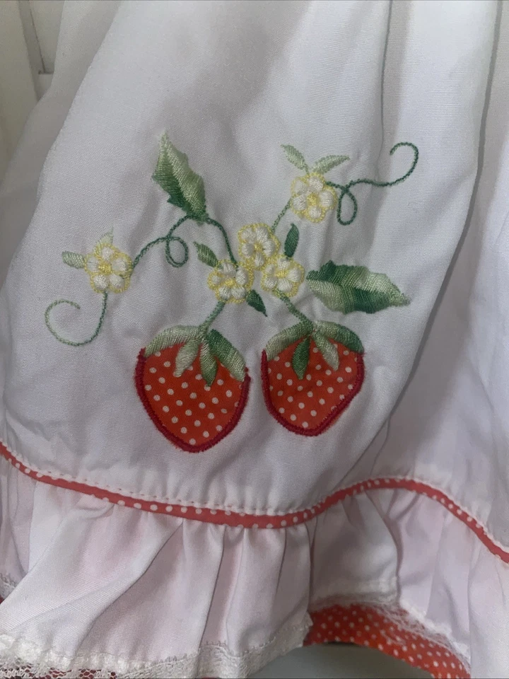 Vestido bordado a lunares rojo delantal blanco vintage años 60 70 talla 2 niño pequeño Foto 2 de 4