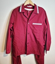 Vintage St Michael Pyjamas Mens Medium Burgundy Cotton Blend Made in UK