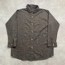 Heartbreak Shirt Mens 2XL Check Plaid Long Sleeve Button-Up, Brown