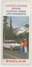 1956 Sinclair United States Map National Parks and Monuments Road Touring Map