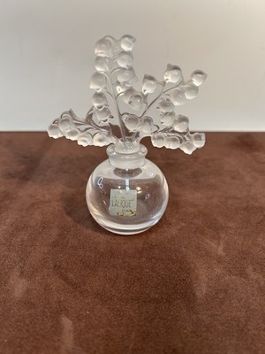Vintage Lalique Crystal Clairefontaine Perfume Bottle Frosted Lily of Valley