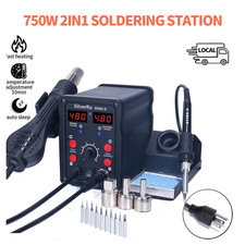 750W 2in1 Rework Soldering Station Hot Air Gun Solder Iron Repair Tool 110V
