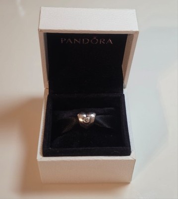 Original PANDORA Silbernes Herz mit weißem Stein Charm 790134CZ S925 ALE