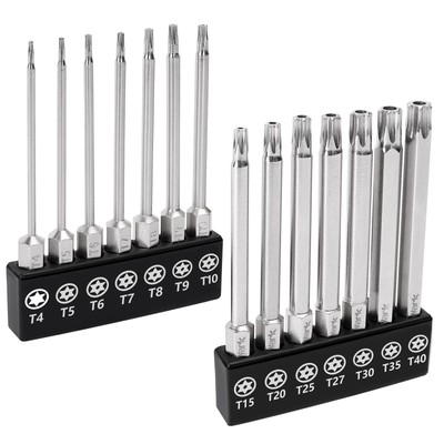 MulWark 14PC Security Torx Bit Set 3'' Long Tamper Proof Star Screwdriver Bit ...