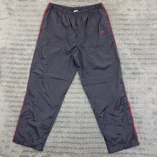 Vtg Adidas Track Pants Men XL Y2K Baggy Black Maroon Lined Zipper