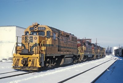 Maine Central MEC GP38 255 at Bangor, Maine on February 5, 1970 8.5 x 11 Photo