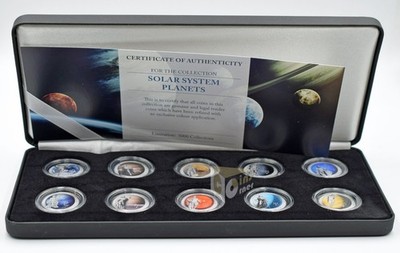 Sonnensystem Planeten Cookinseln 2000 10 x 5 Cent farbiges Münzen Set