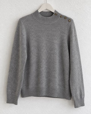 Boden Kaschmir Pullover Grau 10% Cashmere Goldknöpfe Gr. M