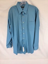NWT Arrow Men  s Blue Fitted Stretch Dress Shirt Size L.  32/33
