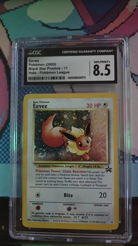 Pokemon Eevee Holo Foil 2000 Black Star Promo Pokemon League #11 CGC 8.5