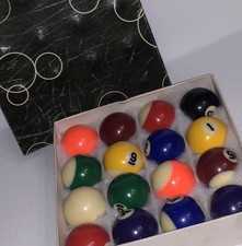 Billiard Ball Set Miniature Mini Pool Table Resin Original Box/u1a