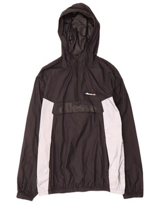 ELLESSE Herren Graphic Hooded Anorak Jacke UK 40 Large Schwarz Colourblock DY05