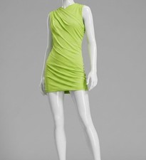 Versace Women's Green Crossover Draped Jersey Mini Dress Size 38