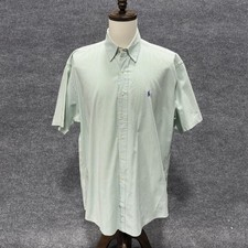 Ralph Lauren Shirt Mens Large Green Stripe Blake Short Sleeve Button Down Casual