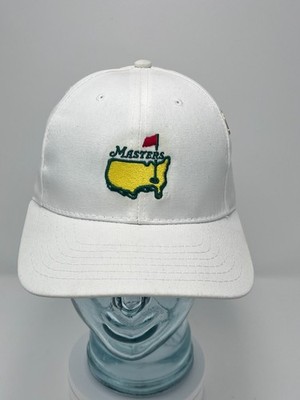 Vtg The Masters Hat Cap White Leather Strapback  Augustus & 1999 Invitation Pin