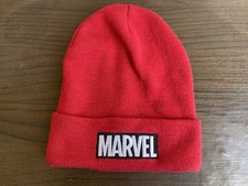 Marvel Red Beanie Hat for Men One Size Solid Knit Comics Theme Winter Cap