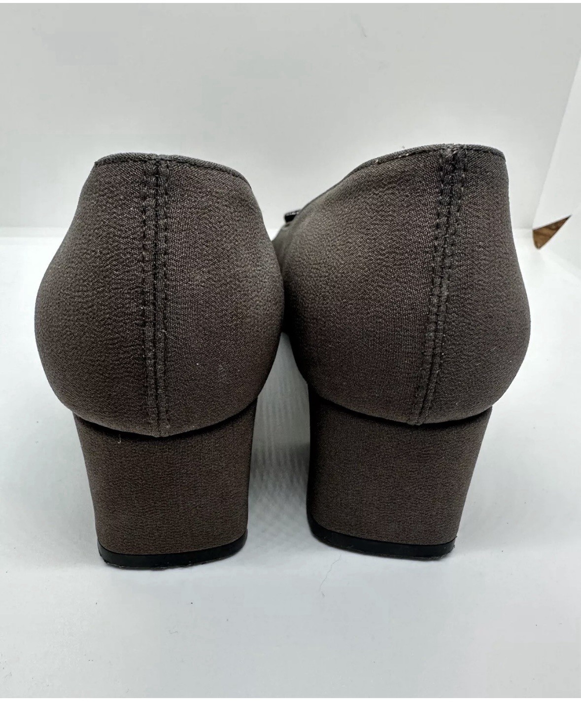 Decolte Yves Saint Laurent YSL vintage punta quadrata tacco grosso marrone donna taglia 7