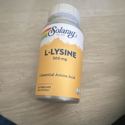 Solaray L-Lysine 500mg Essential Amino Acid 60 VegCaps Dietary Supplement