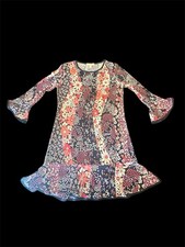 Michael Kors Floral Womens Ruffle Dress Bell Sleeve Size M 