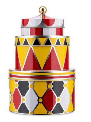 Alessi MW31S3 Circus Collection Tin-plate Decor Storage Boxes Set of 3 Round