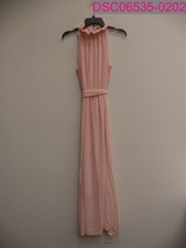 VSVO Women Halter Neck Sleeveless Chiffon Maxi Dress Light Pink One Size