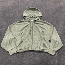 ATHLETA Seasoft Bubble Hem Full Zip Hoodie Women's Size L Gray