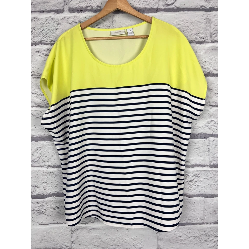 Top Chicos Mujer XL Náutico Preppy Costero Bloques de Color Rayas Manga Dolman Foto 3 de 4