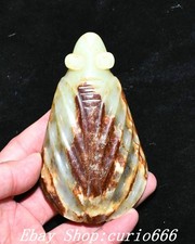 4.3'' Hongshan Culture Hetian Jade Carving Insect Cicada Cicala Got it Pendant