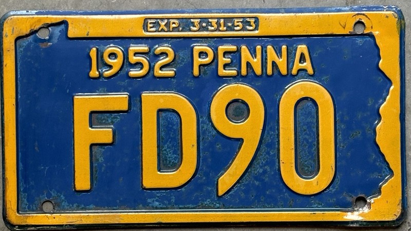 1952 Pennsylvania License Plate