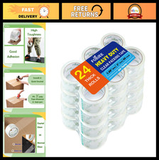Clear Packing Tape - 24 Rolls, Strong Adhesive, 1.88" x 60 Yards, Low Odor, Ship