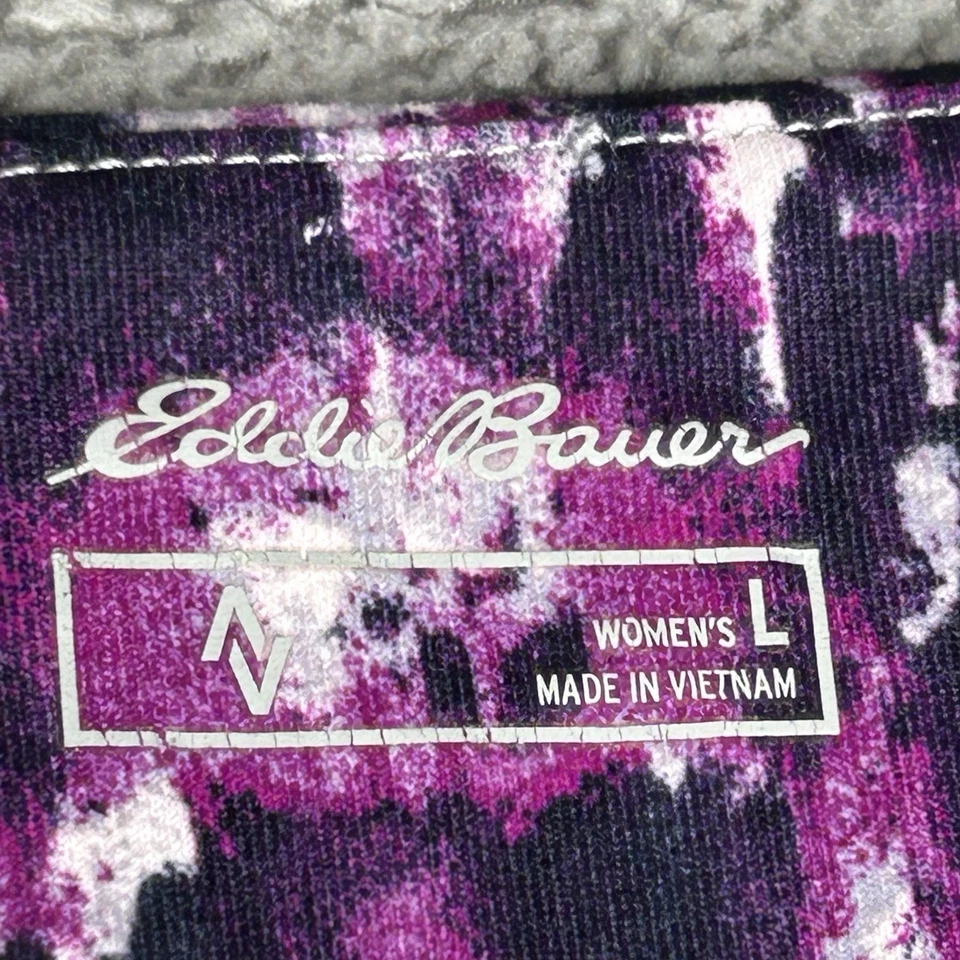 Eddie Bauer Dress Large Faux Wrap Purple Abstract Stretch Tennis Hiking Surplice - Image 4 of 4