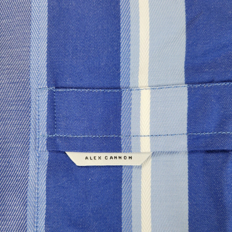 Camisa Alex Cannon Spring Essentials Rayas Azul Manga Larga Rowayton Para Hombres M Nueva con Etiquetas Foto 4 de 4