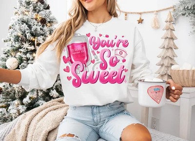 Be Mine Valentine Coquette Heart Sweatshirt   Classic Pink Bow Love Crewneck