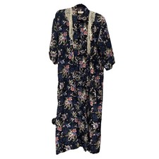 Vintage CALIFORNIA DYNASTY Nightgown Moody Floral Multicolor Lounge PJ Robe LG