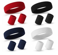 4pc Professional Sweatband Set - Adult Headband  Wristbands - Thick Terry Cloth
