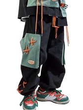 Niepce Men  s Streetwear Techwear Patchwork Cargo Pants with Lace-Up Details