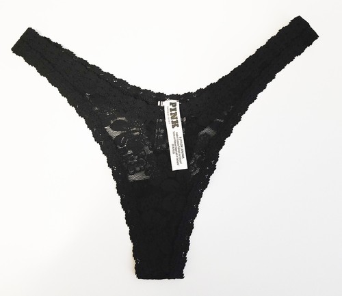 Victoria’s Secret PINK Limited Edition BLING Wink Strappy Thong Panty Black - S - Picture 3 of 3