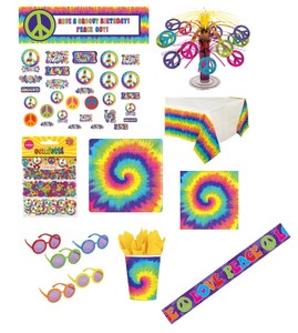 Groovy 60s Themed Party Tableware Decorations Balloons Confetti