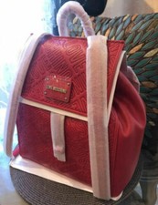 Stylish Love Moschino Logo Embossed Backpack Bag Shoulder Bag Red NWT