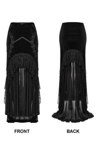 PUNK RAVE Gothic Rock Lang Schwarz Samt mit viel Tüll Goddess Skirt EDEL GOTIK - Bild 3 von 10